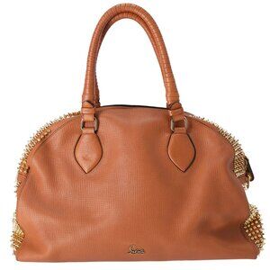 Christian Louboutin Panettone Boston Bag Leather Brown Studded